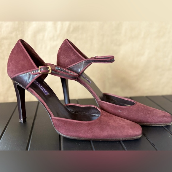 Ralph Lauren Purple Label Shoes - Ralph Lauren Purple Label wine color suede strap heel.